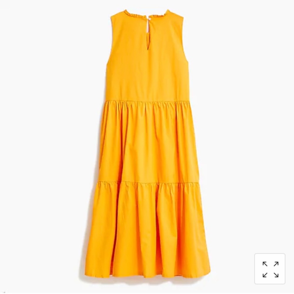 🟠Sleeveless tiered saffron midi dress in cotton